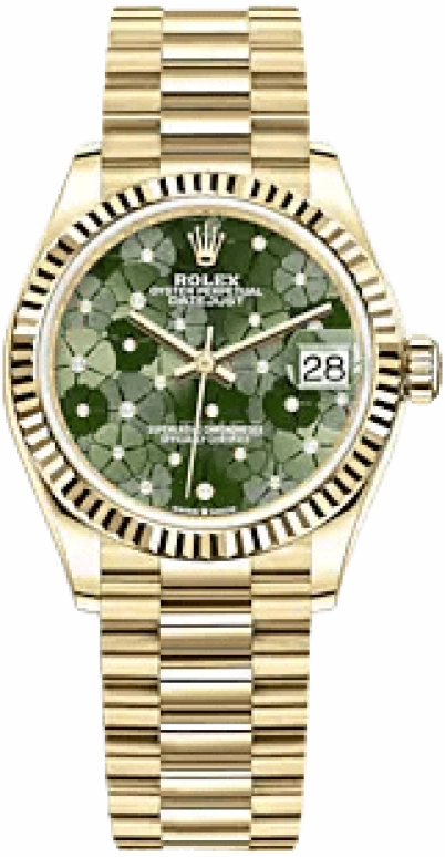 Rolex,Datejust 31 31mm,31mm,Yellow Gold,Green,Automatic,Day,55hours,278278,278278-0046
