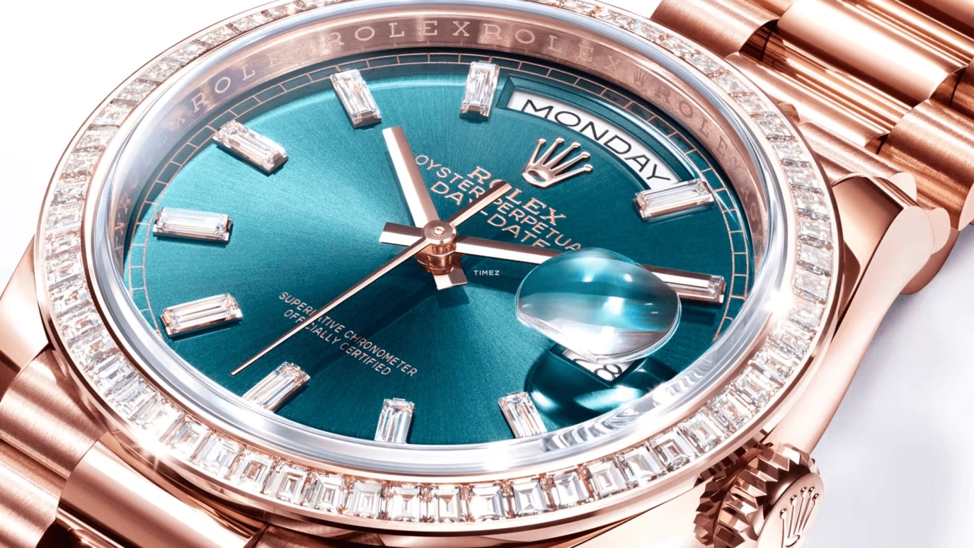 Rolex,Day-Date 36 36mm,36mm,Everose Gold,Blue,Green,Automatic,Date,Day,128395TBR,128395TBR-0032