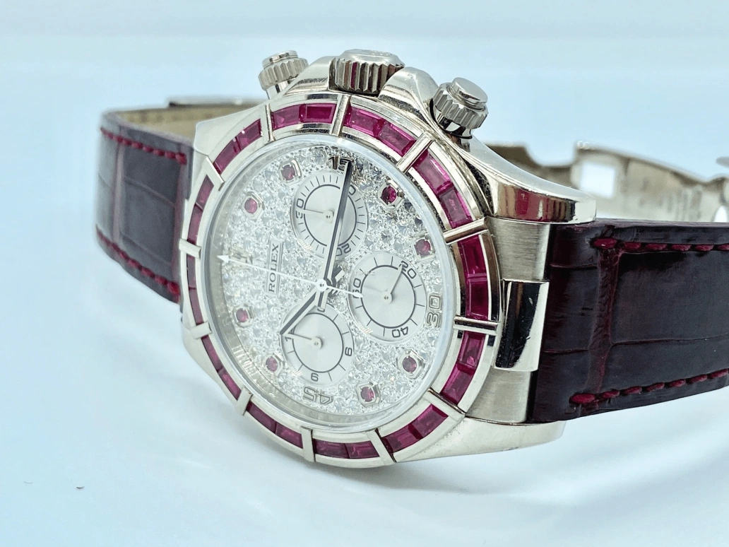 Rolex,Daytona 40mm,40mm,White Gold,Silver,Automatic,Chronograph,72hours,116589SALV Ruby Diamond