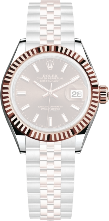 Rolex,Lady-Datejust 28mm,28mm,Rose Gold,Stainless Steel,Brown,Chocolate,Automatic,Day,55hours,279171,279171-0017