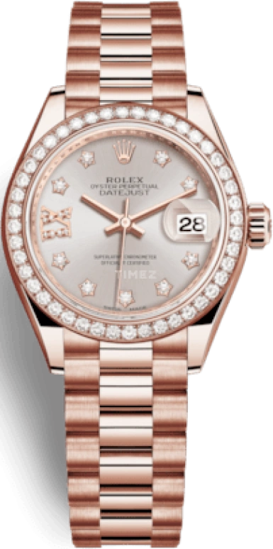 Rolex,Lady-Datejust 28mm,28mm,Rose Gold,Silver,Rose Gold,Automatic,Day,55hours,279135RBR,279135RBR-0003