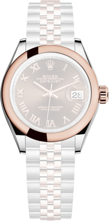 Rolex,Lady-Datejust 28mm,28mm,Rose Gold,Stainless Steel,Brown,Automatic,Day,55hours,279161,279161-0009