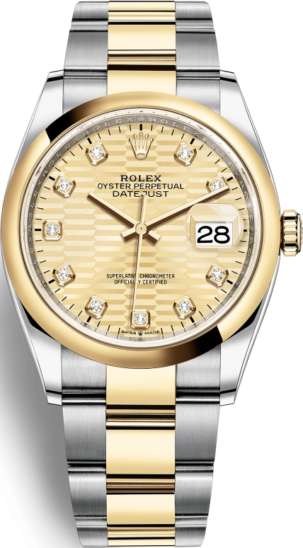 Rolex,Datejust 36 36mm,36mm,Yellow Gold,Oystersteel,Champagne,Automatic,Day,70hours,126203,126203-0046