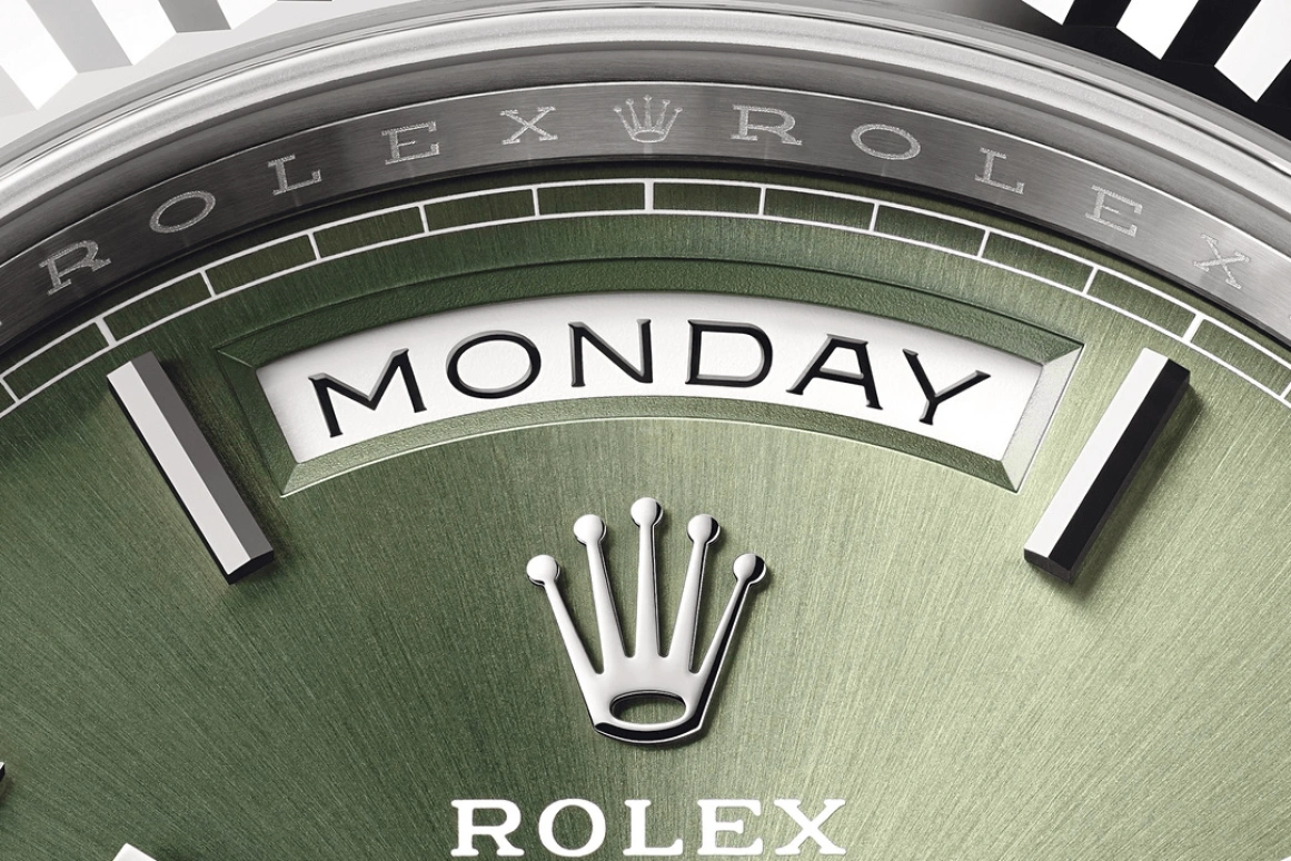 Rolex,Day-Date 40 40mm,40mm,White Gold,Green,Automatic,Date,Day,228239,228239-0033