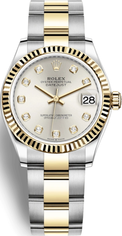 Rolex,Datejust 31 31mm,31mm,Yellow Gold,Stainless Steel,Silver,Automatic,Day,55hours,278273,278273-0019