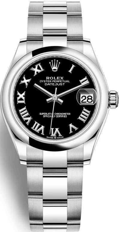 Rolex,Datejust 31 31mm,31mm,Stainless Steel,Black,Automatic,Day,55hours,278240,278240-0001