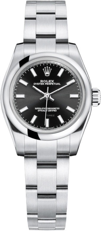 Rolex,Oyster Perpetual 26mm,26mm,Stainless Steel,Black,Automatic,48hours,In-house Caliber,176200,176200-0017