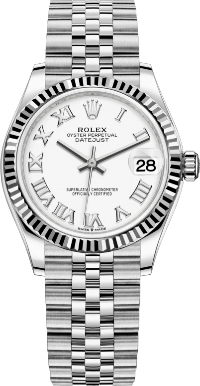 Rolex,Datejust 31 31mm,31mm,White Gold,Stainless Steel,White,Automatic,Day,55hours,278274,278274-0010