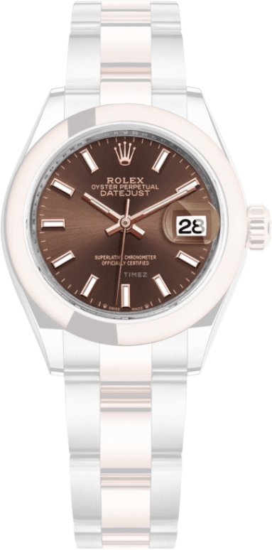 Rolex,Lady-Datejust 28mm,28mm,Everose Gold,Oystersteel,Brown,Automatic,Day,55hours,279161,279161-0018