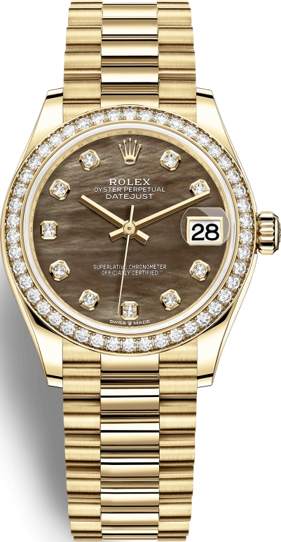 Rolex,Datejust 31 31mm,31mm,Yellow Gold,Black,Automatic,Day,55hours,278288RBR,278288RBR-0032