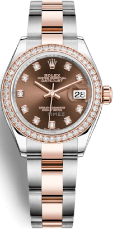 Rolex,Lady-Datejust 28mm,28mm,Everose Gold,Oystersteel,Brown,Automatic,Day,55hours,279381RBR,279381RBR-0012