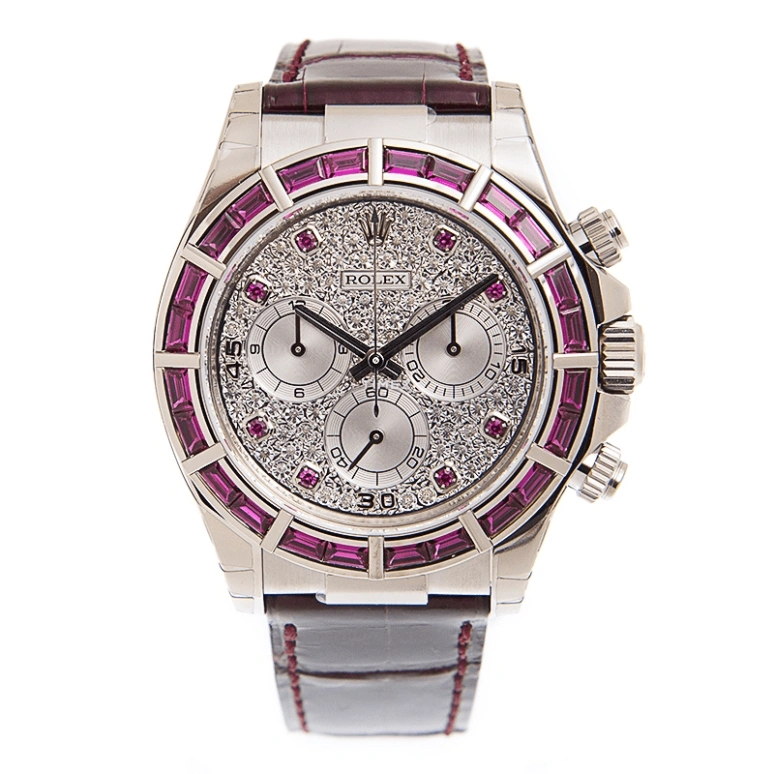 Rolex,Daytona 40mm,40mm,White Gold,Silver,Automatic,Chronograph,72hours,116589SALV Ruby Diamond