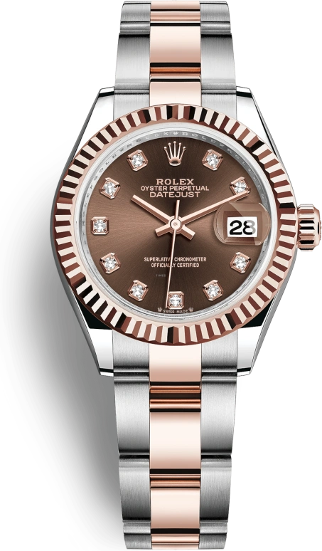 Rolex,Lady-Datejust 28mm,28mm,Everose Gold,Oystersteel,Brown,Automatic,Day,55hours,279171,279171-0012
