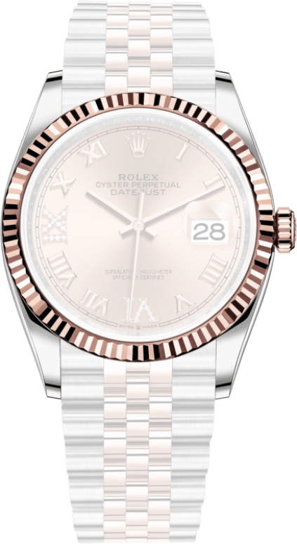 Rolex,Datejust 36 36mm,36mm,Rose Gold,Stainless Steel,Rose,Automatic,Day,70hours,126231,126231-0027