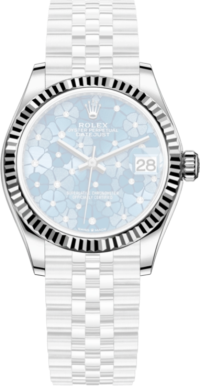 Rolex,Datejust 31 31mm,31mm,White Gold,Stainless Steel,Blue,Automatic,Day,55hours,Neymar,278274,278274-0036