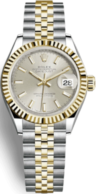 Rolex,Lady-Datejust 28mm,28mm,Yellow Gold,Oystersteel,Silver,Grey,Automatic,Day,55hours,279173,279173-0019