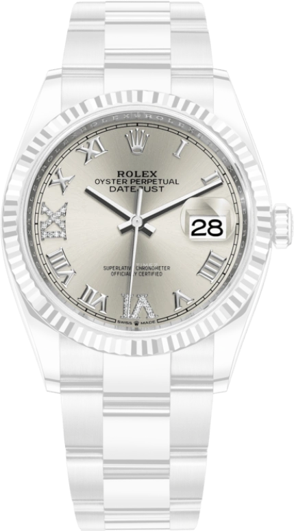 Rolex,Datejust 36 36mm,36mm,White Gold,Oystersteel,Silver,Automatic,Day,70hours,126234,126234-0030