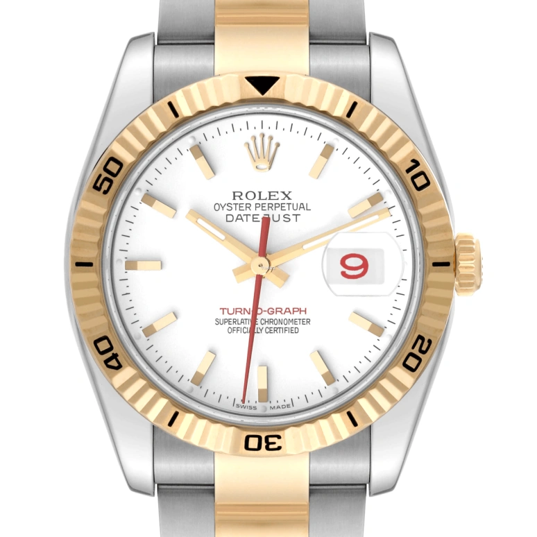 Rolex,Datejust 36 36mm,36mm,Yellow Gold,Stainless Steel,White,Automatic,Day,48hours,116263 Turn,116263 Turn-O-Graph white Oyster