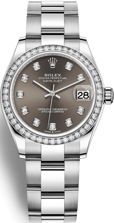 Rolex,Datejust 31 31mm,31mm,White Gold,Stainless Steel,Grey,Automatic,Day,55hours,278384RBR,278384RBR-0009