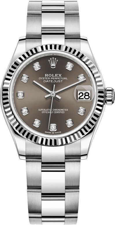 Rolex,Datejust 31 31mm,31mm,White Gold,Stainless Steel,Grey,Automatic,Day,55hours,278274,278274-0007