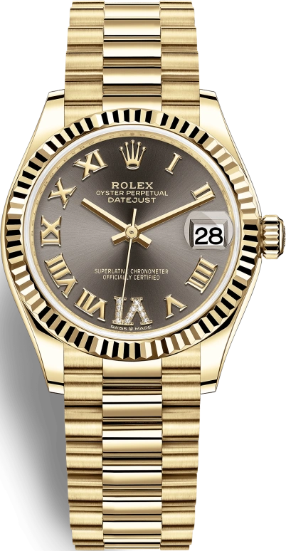 Rolex,Datejust 31 31mm,31mm,Yellow Gold,Grey,Automatic,Day,55hours,278278,278278-0032