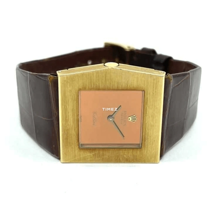 Rolex,Cellini 28mm,28mm,Yellow Gold,Brown,Handwound,Sapphire,Crystal Glass,Other,4017 YG