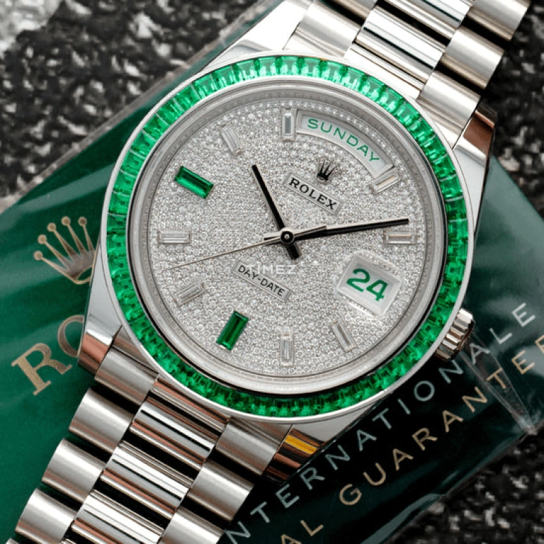 Rolex,Day-Date 40 40mm,40mm,Platinum,Silver White,Automatic,Date,Day,Mirka Federer,228396TEM