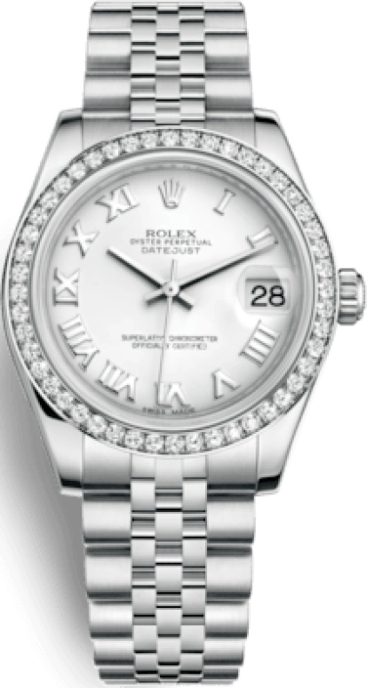 Rolex,Datejust 31 31mm,31mm,White Gold,Stainless Steel,White,Automatic,Day,48hours,178384,178384-0006