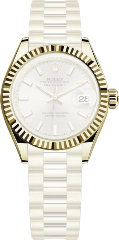 Rolex,Lady-Datejust 28mm,28mm,Yellow Gold,Silver,Automatic,Day,55hours,279178,279178-0005