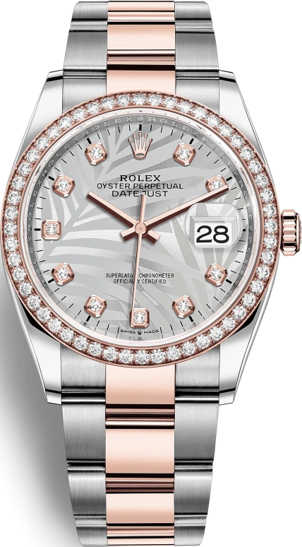 Rolex,Datejust 36 36mm,36mm,Oystersteel,Everose Gold,Silver,Automatic,Day,70hours,126281RBR,126281RBR-0026