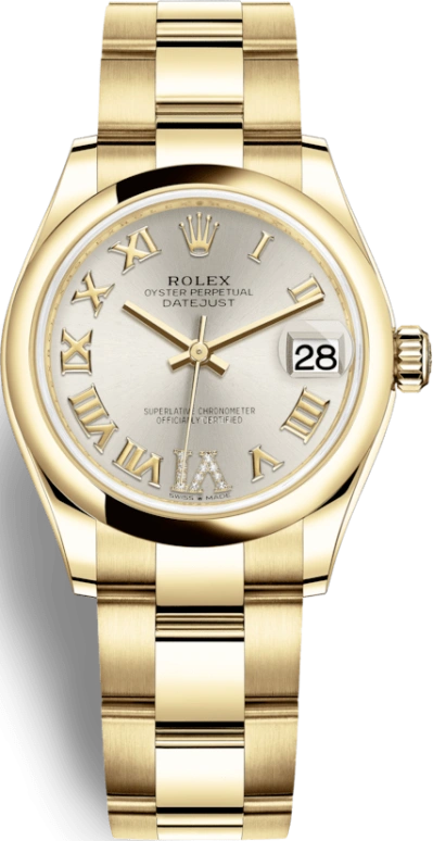 Rolex,Datejust 31 31mm,31mm,Yellow Gold,Silver,Automatic,Day,55hours,278248,278248-0027