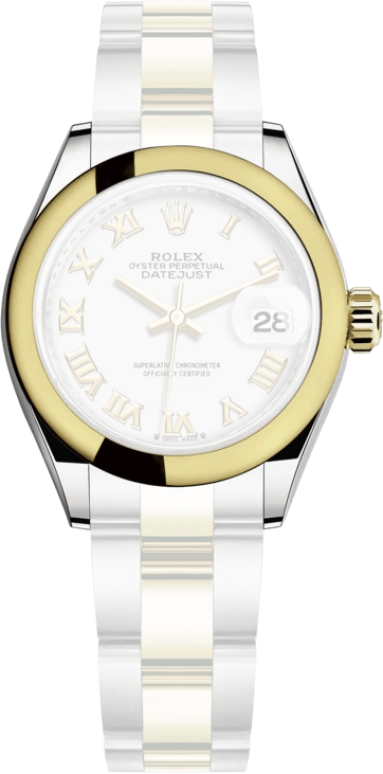 Rolex,Lady-Datejust 28mm,28mm,Yellow Gold,Stainless Steel,White,Automatic,Day,55hours,279163,279163-0024