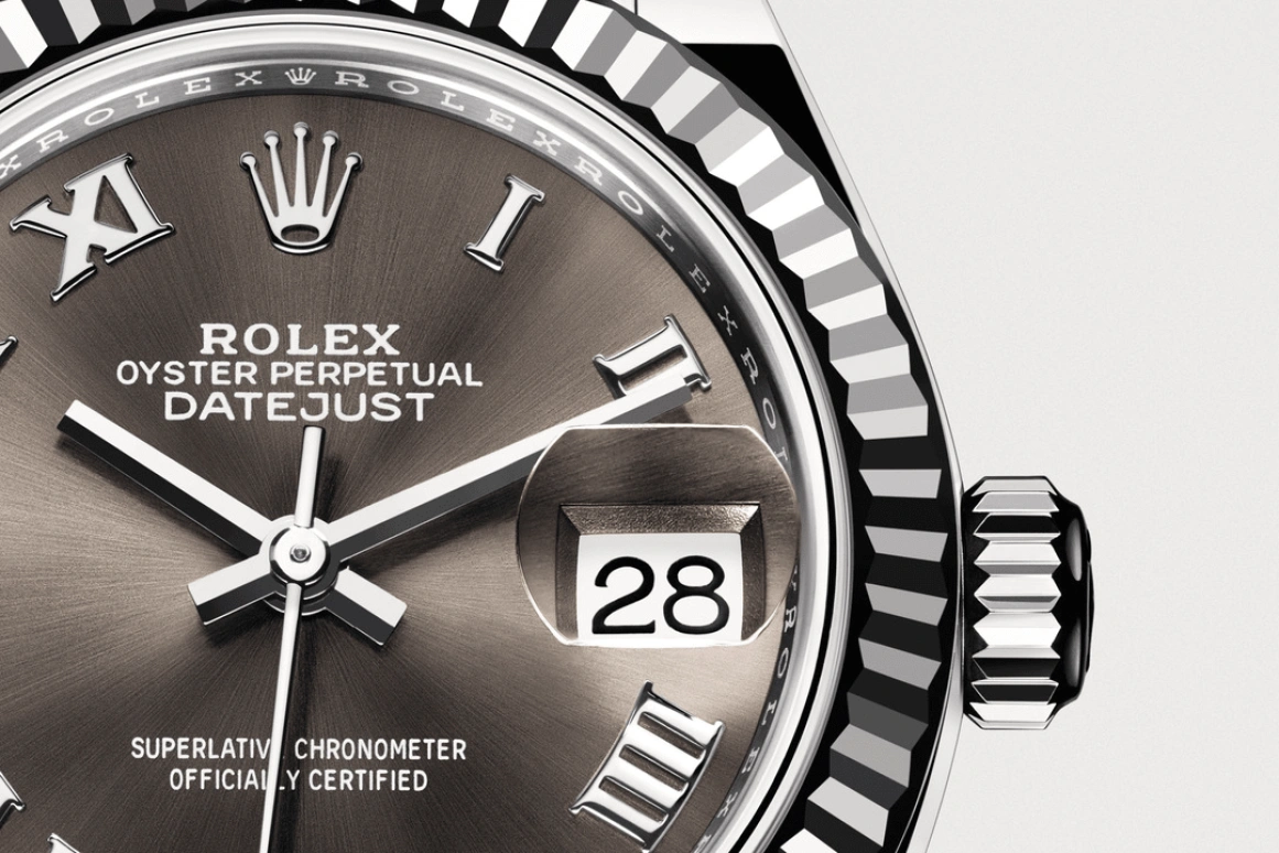 Rolex,Lady-Datejust 28mm,28mm,White Gold,Stainless Steel,Grey,Automatic,Day,55hours,279174,279174-0013