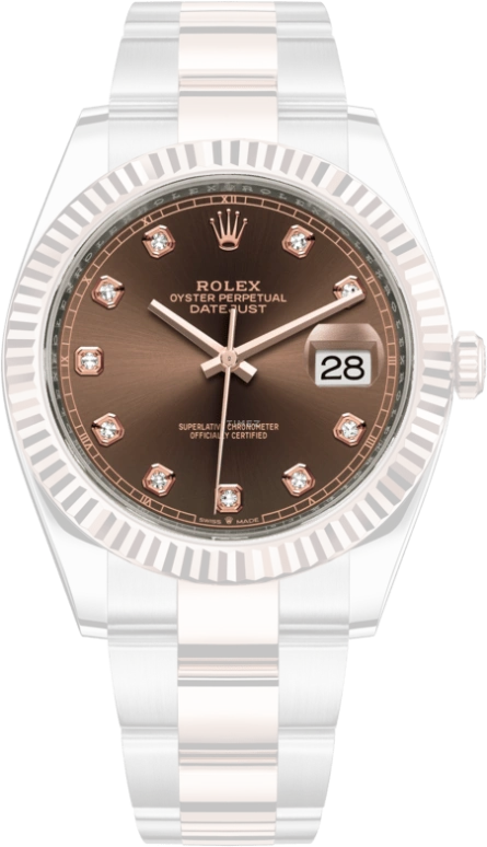 Rolex,Datejust 41 41mm,41mm,Rose Gold,Stainless Steel,Brown,Automatic,Day,70hours,126331,126331-0003