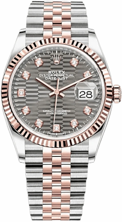 Rolex,Datejust 36 36mm,36mm,Oystersteel,Everose Gold,Grey,Automatic,Day,70hours,126231,126231-0041