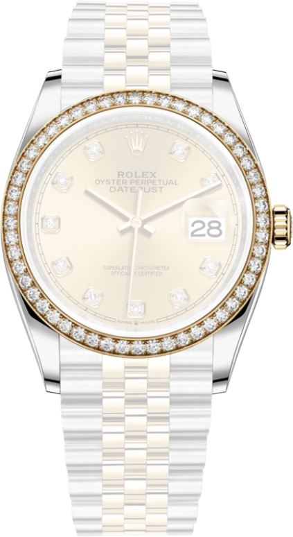 Rolex,Datejust 36 36mm,36mm,Yellow Gold,Stainless Steel,Champagne,Automatic,Day,70hours,126283RBR,126283RBR-0003