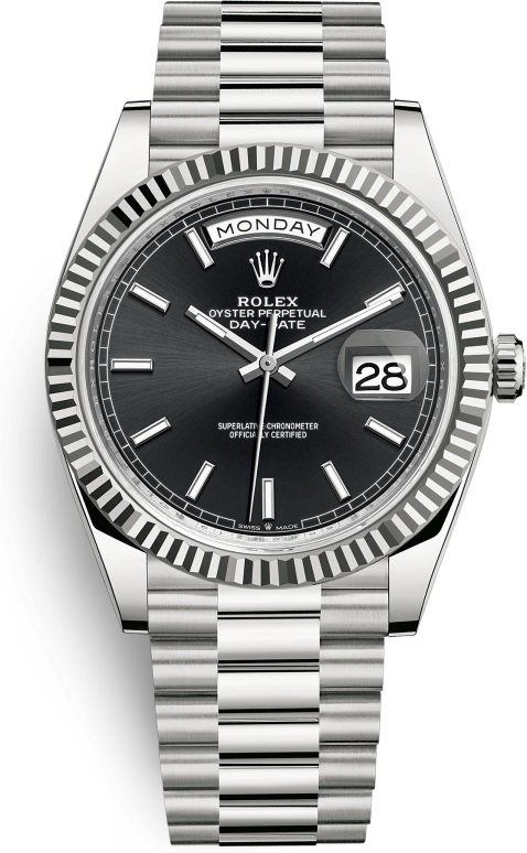 Rolex,Day-Date 40 40mm,40mm,White Gold,Black,Automatic,Date,Day,228239,228239-0004