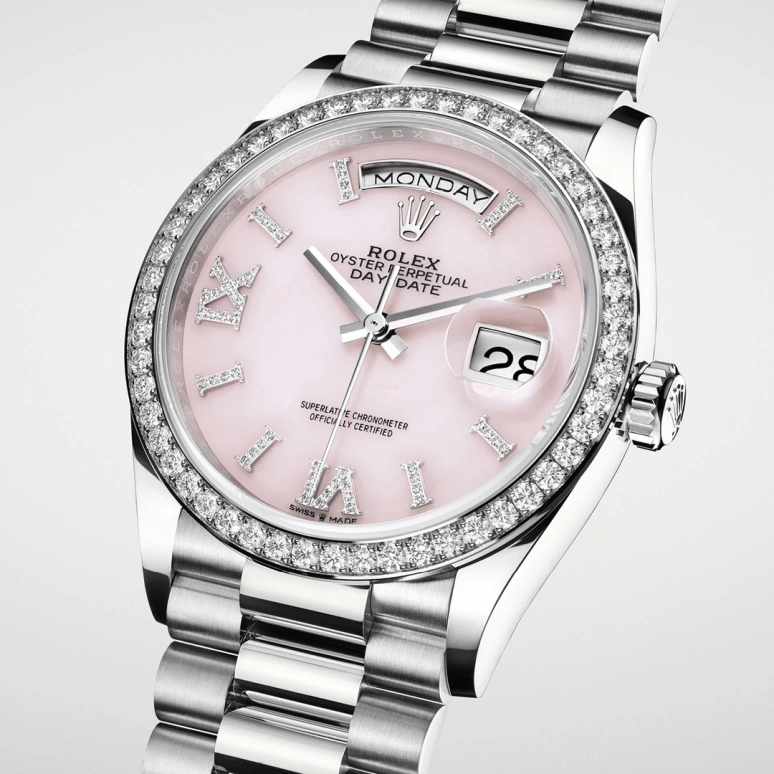 Rolex,Day-Date 36 36mm,36mm,White Gold,Pink,Automatic,Date,Day,128349RBR,128349RBR-0008