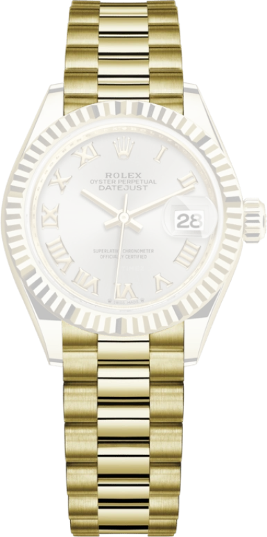 Rolex,Lady-Datejust 28mm,28mm,Yellow Gold,Silver,Automatic,Day,55hours,279178,279178-0020