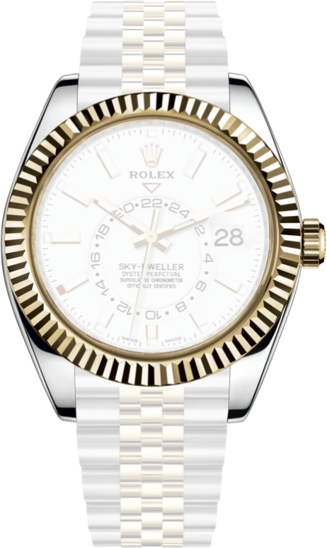 Rolex,Sky-Dweller 42mm,42mm,Yellow Gold,Stainless Steel,White,Automatic,Annual Calendar,Month,Date,326933,326933-0010