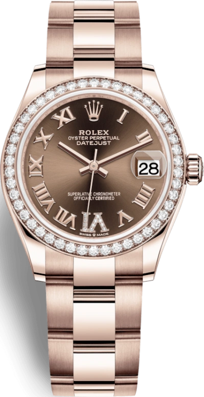 Rolex,Datejust 31 31mm,31mm,Rose Gold,Brown,Automatic,Day,55hours,278285RBR,278285RBR-0015