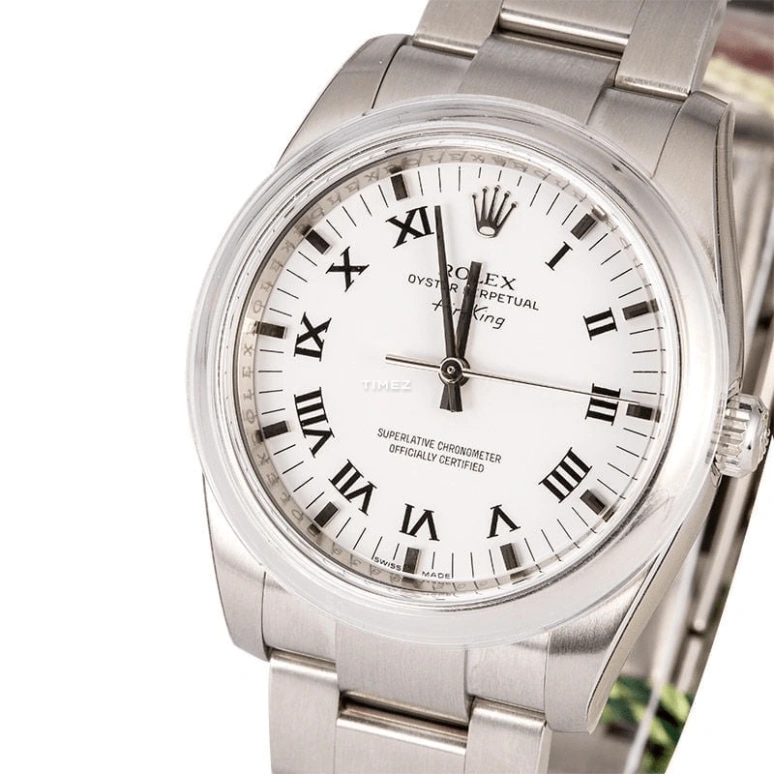 Rolex,Air King 34mm,34mm,Stainless Steel,White,Automatic,48hours,In-house Caliber,114200WHITE