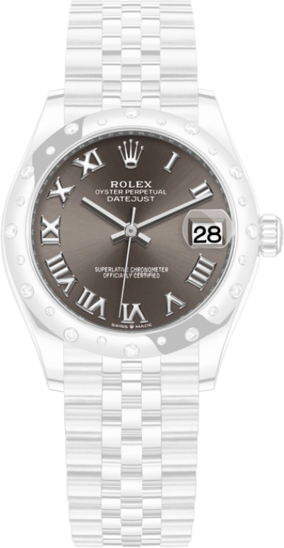 Rolex,Datejust 31 31mm,31mm,White Gold,Stainless Steel,Grey,Automatic,Day,55hours,278344RBR,278344RBR-0024