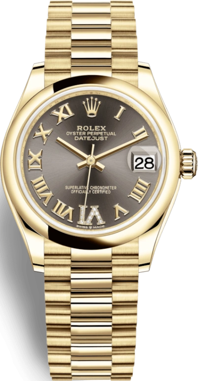 Rolex,Datejust 31 31mm,31mm,Yellow Gold,Grey,Automatic,Day,55hours,278248,278248-0032