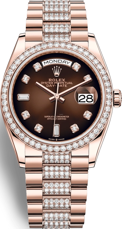 Rolex,Day-Date 36 36mm,36mm,Rose Gold,Brown,Automatic,Date,Day,128345RBR,128345RBR-0041