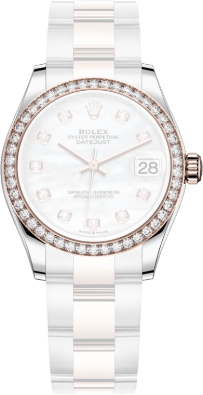 Rolex,Datejust 31 31mm,31mm,Rose Gold,Stainless Steel,White,Automatic,Day,55hours,278381RBR,278381RBR-0025