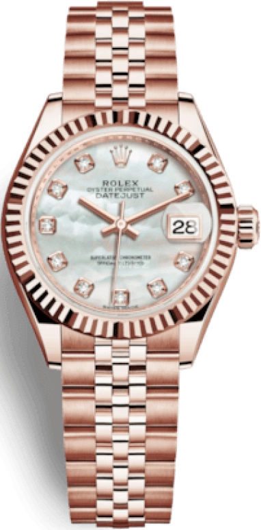 Rolex,Lady-Datejust 28mm,28mm,Everose Gold,White,Automatic,Day,55hours,279175,279175-0018
