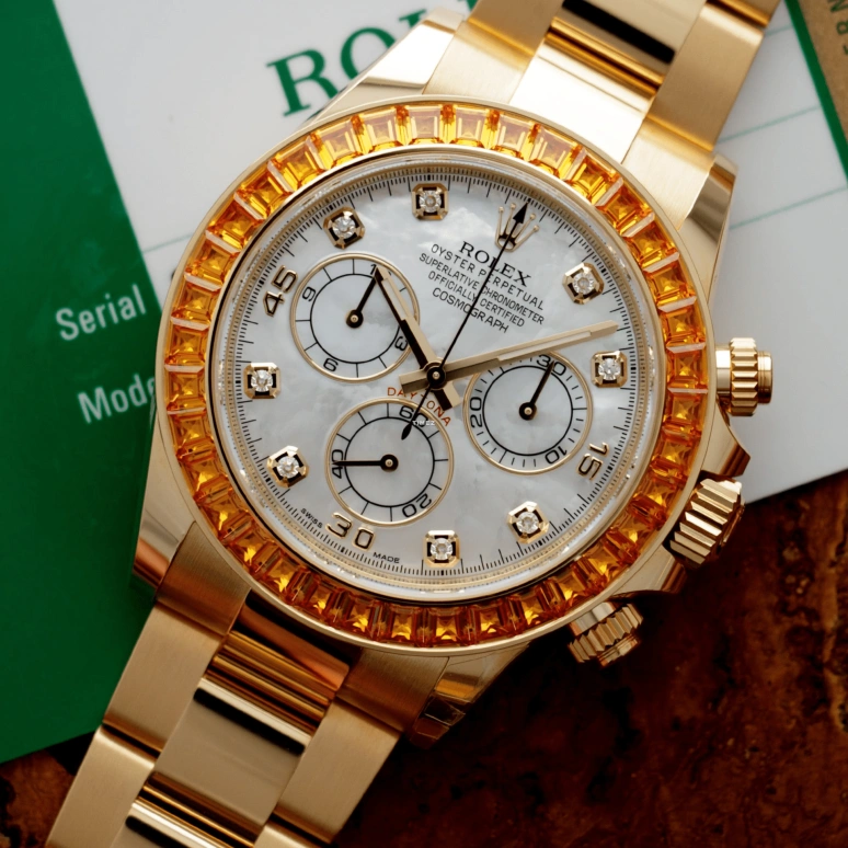 Rolex,Daytona 40mm,40mm,Yellow Gold,White,Automatic,Chronograph,72hours,Tom Terrific,Comeback Kid,Tom Brady,Drake,116578SACO