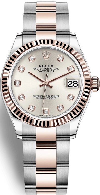 Rolex,Datejust 31 31mm,31mm,Rose Gold,Stainless Steel,Silver,Automatic,Day,55hours,278271,278271-0015