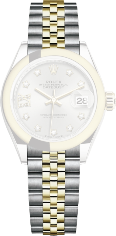 Rolex,Lady-Datejust 28mm,28mm,Yellow Gold,Stainless Steel,Silver,Automatic,Day,55hours,279163,279163-0003